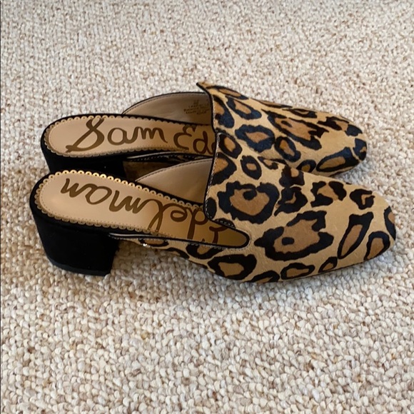 NWOT Sam Edelman Fur Leopard Print Mules sz6 - Picture 3 of 5